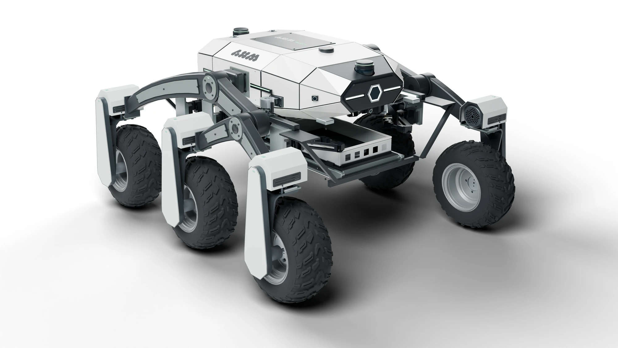 Original Bee r4.6: light body, six wheels and manipulators beneath the frame