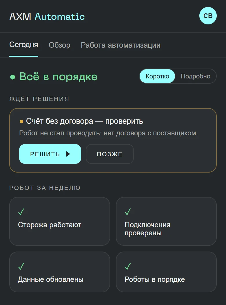 Сегодня · коротко